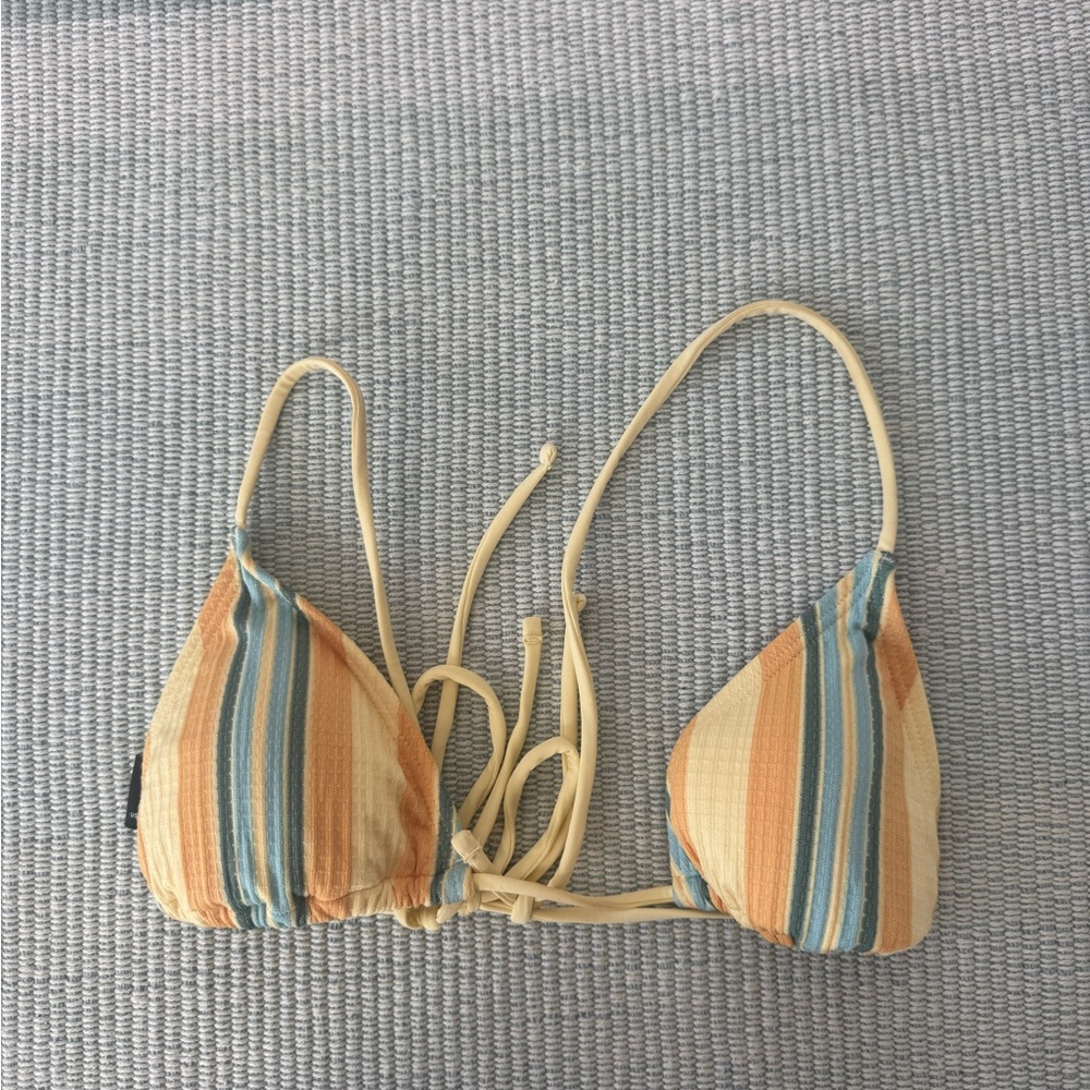 Thrills Yellow and Green Striped Bikini Top